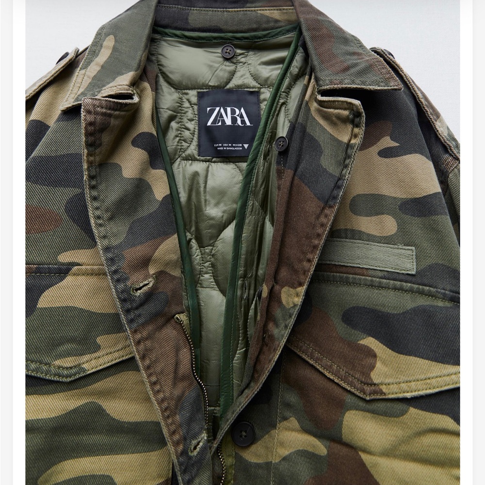 Zara oversized camo puffer jacket
